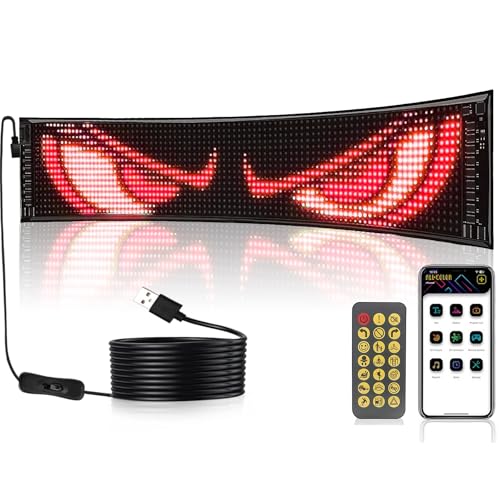 Devil Eyes Light For Cars Led Augen für Lkw,Teufelsaugen Lichter für Autos,Programmierbares Flex-Auto-LED-Display für Auto,LKW,Text,Graffiti,Smart App,Bluetooth USB(120mm*595mm) von Shengruili