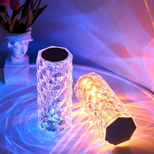 LED Tischlampe aus Kristall,2 Crystal Diamond Lamp,Kristall Lampe,Acryl Diamant Nachttischlampe [16 Farben & 4 Modi ] Mit Fernbedienung,RGB Farbwechsel Nachtlicht,USB Aufladbar Acryl Tischleuchte von Shengruili