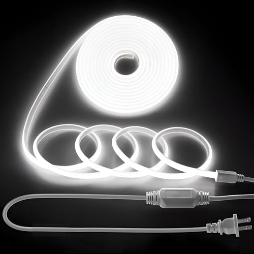 Shengruili 1M COB LED Streifen,Hohe Dichte LED Strip Lights mit Netzteil,220V LED Streifen Kaltweiß 6000K,Wasserdicht Diffusion Flex LED streifen für Heim Dekoration, Küche, Spiegel von Shengruili