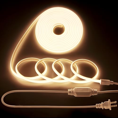 Shengruili 1M COB LED Streifen,Hohe Dichte LED Strip Lights mit Netzteil,220V LED Streifen Warmweiß 3000K,Wasserdicht Diffusion Flex LED streifen für Heim Dekoration, Küche, Spiegel von Shengruili
