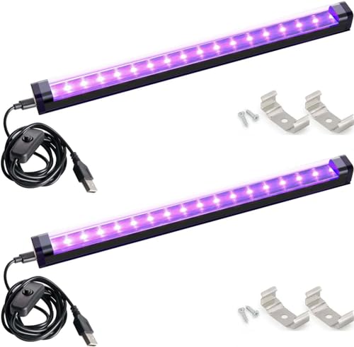 2 Stück Schwarzlicht Röhre,Schwarzlicht LED Strip,USB UV Schwarzlicht Lamp,UV Licht Röhre mit Schalter für Party Deko,Halloween,Weihnachten,Garten Deko von Shengruili