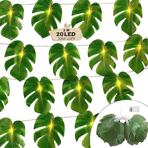 Shengruili 3M Blätter Licht,Blatt Lichterkette,20LED Monstera Lichterketten,Blätter Lichterkette Batterie,Künstliche Grüne Blätter,für Hochzeit,Büro,Garten,Party,Wanddekoration von Shengruili