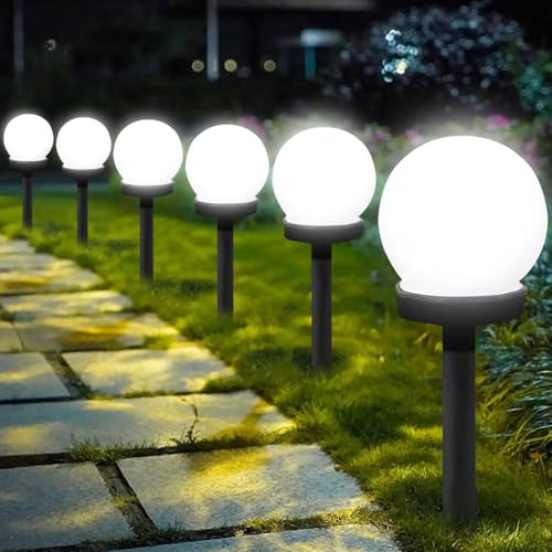 Shengruili 6 Stück Solarlampen für Außen Kugel,Solar Gartenleuchte,wasserdichte Solarlampen für Garten,Solar Gartenleuchte Wasserdicht Solarlampe,Solarleuchten Garten Deko Terassendeko von Shengruili