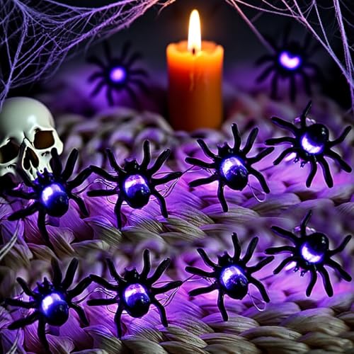 Shengruili Halloween Spinne Lichterkette,Violette Spinnen Lichter,Halloween Spinnenlichter,2M 20 LED Lichterkette spinnen Design,HalloweenLichterkette Dekoration Für Garten Party Wand Hof Spukhaus Shengruili Halloween Spinne Lichterkette,Violette Spinnen Lichter,Halloween Spinnenlichter,2M 20 LED Lichterkette spinnen Design,HalloweenLichterkette Dekoration Für Garten Party Wand Hof Spukhaus von Shengruili