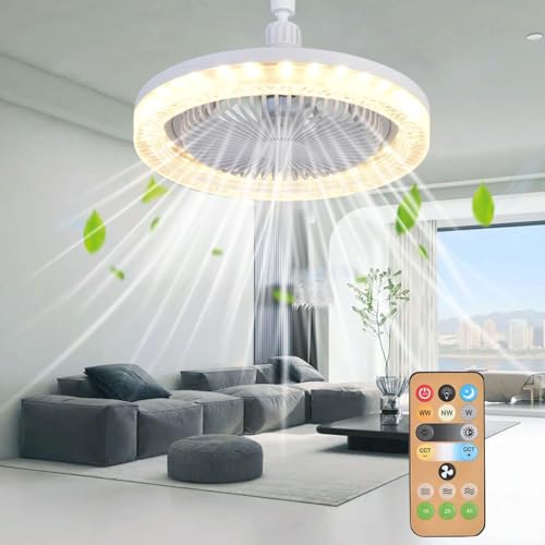 Shengruili Ventilator lampe,Deckenventilator mit LED Licht E27,Deckenventilator mit Beleuchtung 30W,Leiser deckenventilator mit Licht & Fernbedienung für Schlafzimmer Kinderzimmer von Shengruili
