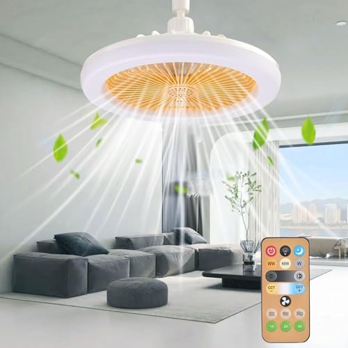Shengruili Ventilator lampe,Deckenventilator mit LED Licht E27,Deckenventilator mit Beleuchtung 30W,Leiser deckenventilator mit Licht & Fernbedienung für Schlafzimmer Kinderzimmer von Shengruili