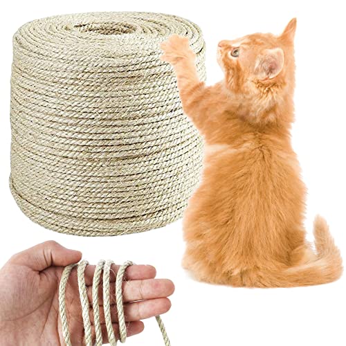 Sisalseil für Kratzbaum,3mm-30m Sisal Schnur,Natur Sisal Seil,Katzenbaum Sisal-Seil,Seil Kratzbaum,Natürliches Hanfseil,Geeignet für Katzenzubehör,Dekorieren von Häusern (3mm-30m, Sisal) von Shengruili