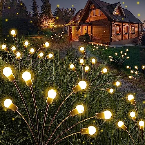 Solarlampen für Außen Garten,4 Pack 6 LED Firefly Solar Gartenlichter,Solar Glühwürmchen für Draußen,Glühwürmchen Solargartenlichter,Led Lichter Garten Solar,für Wege Patio Rasenflächen Gartendeko von Shengruili
