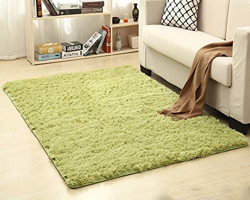 Shengwan Shaggy Hochflor Langflor Teppich, Wohnzimmer Teppiche Flauschig Bettvorleger Sofa Matte Gras-Grün 60cm x 160cm von Shengwan