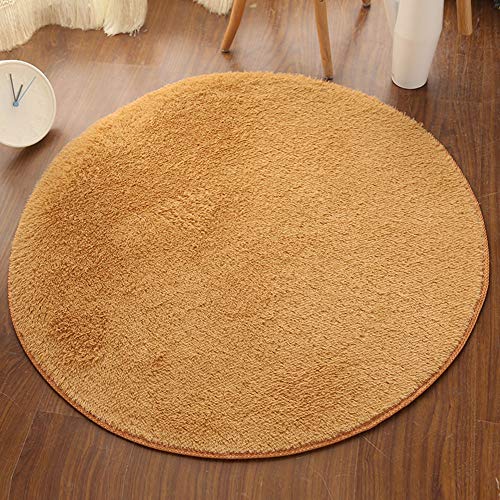 Shengwan Teppich Runder Shaggy Zimmerteppich Waschbar Sitzkissen Teppich für Kinderzimmer, Schlafzimmer, Wohnzimmer Khaki Durchmesser 40cm von Shengwan