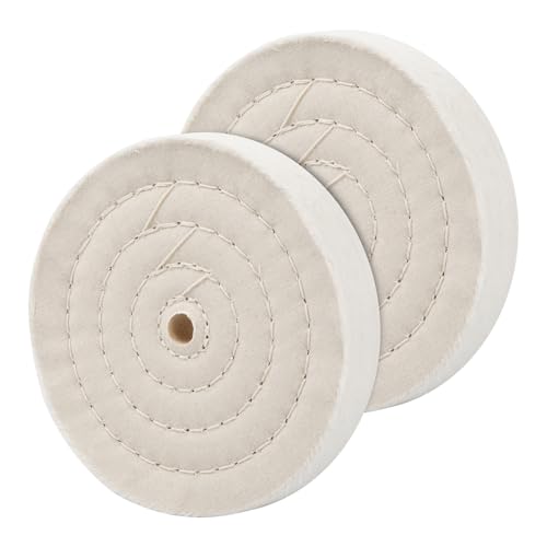 Shengxi 6 Zoll Baumwoll Polierscheibe 2 Stücke Baumwoll Schwabbelscheibe mit 12.7mm Dornloch (70 Lagen) für Schleifmaschinen Spiralen Genäht Spiegel Baumwolle von Shengxi