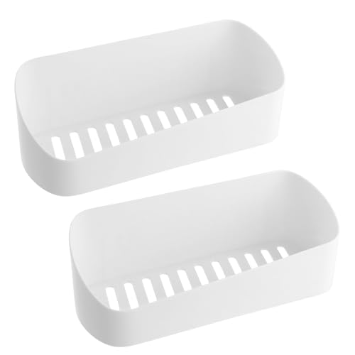 Shengxi Badezimmer Organizer Duschkörbe, 2Pcs Weiß Badregal mit Haken Plastik Duschablage Ohne Bohren, Aufbewahrung Dusche Ablage Shampoo Duschregal für Küchen Badezimmer von Shengxi