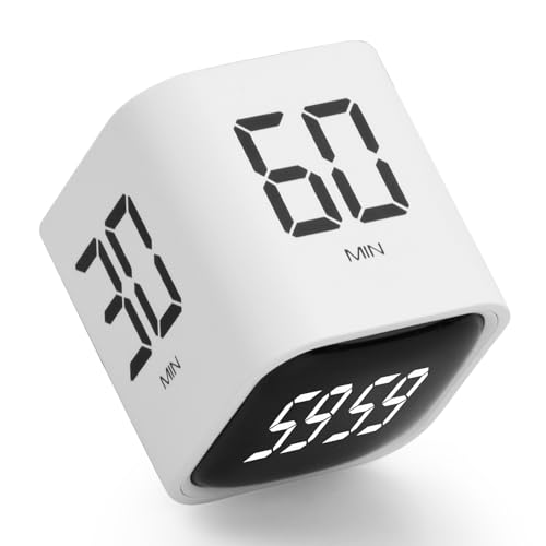 Shengxi Digital Cube Timer, Schwerkraftsensor Flip Timer Pomodoro Timer mit Stummen Vibrations Tonalarmen, Led-Display Timer mit Positive Timing und Countdown Zeitmanagement-Werkzeug für Studium Sport von Shengxi
