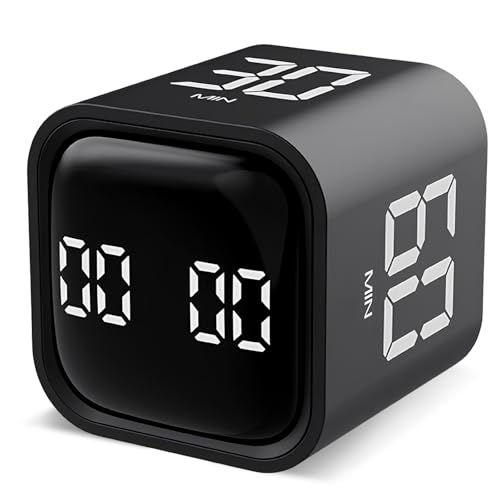 Shengxi Digital Cube Timer Schwerkraftsensor Flip Timer Pomodoro Timer mit Stummen Vibrations Tonalarmen, Led-Display Timer mit Positives Timing und Countdown Zeitmanagement-Werkzeug für Studium Sport von Shengxi