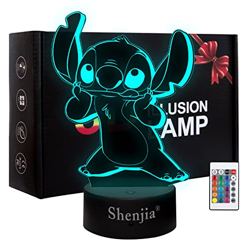 Shenjia 3d Led Lilo & Stitch Nachtlicht Charakter Commodity Lampe für Kinder Home Room Dekoration bunte Nachtlicht Geschenk für Merch Fans (Lilo & Stitch A) von Shenjia