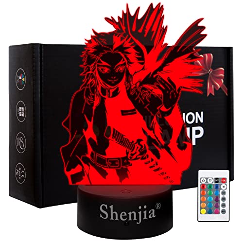 Shenjia Demon Slayer 3d Led Nachtlicht Charakter Ware Lampe für Kinder zu Hause Zimmerdekoration Bunte Nachtlicht Geschenk für Merch Fans (Rengoku Kyoujurou)… von Shenjia