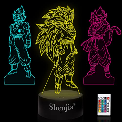 Dragon Ball 3D Nachtlicht 16 Farbwechsel LED Acryl RGB Lichter für Kinderzimmer Dekoration, Geschenke für Fans (Sieben Dragon Ball-3 in 1)… von Shenjia