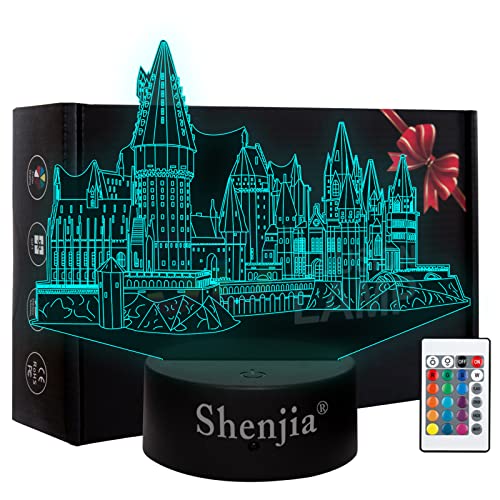 Shenjia Harry Potter Hogwarts Castle - 3D-Lampe mit farbwechselnden RGB-Acryl-LED-Leuchten für Kinderzimmerdekoration, Geschenke für Fans… von Shenjia