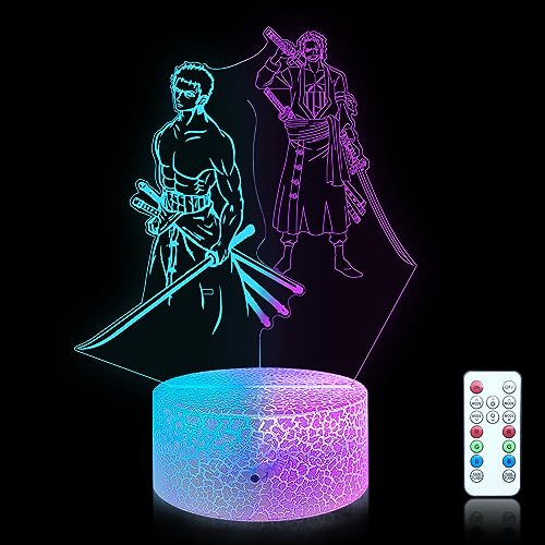 Shenjia 3D-Nachtlicht LED ONE PIECE Nachttisch Lampe Farbe wechselnde LED-Acryl RGB-Leuchten,3D Visual Lampe für Home Decor Weihnachten Geburtstag Geschenke. von Shenjia