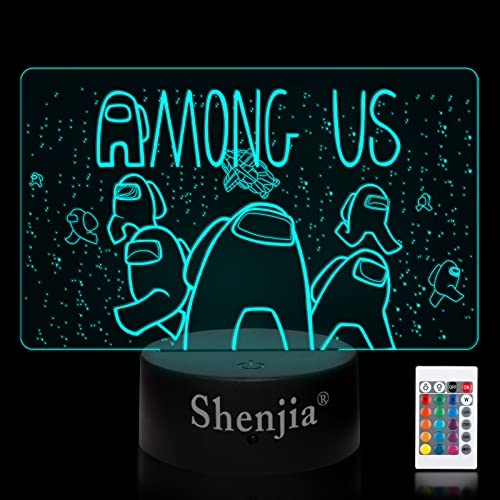 Shenjia 3d Led Among Us Nachtlicht Charakter Commodity Lampe für Kinder zu Hause Zimmerdekoration buntes Geschenk für Nachtlicht für Fans Merch (Among Us B) von Shenjia