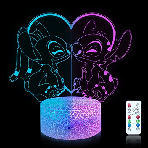 Shenjia Lilo & Stitch - 3D-Nachtlampe mit farbwechselnden Acryl-RGB-LED-Gadget-Lichtern für die Kinderzimmerdekoration von Shenjia