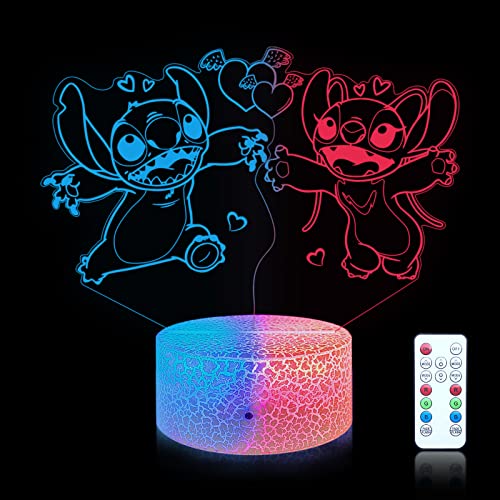 Shenjia Lilo & Stitch - Lilo Stitch gadget - 3D-Illusionsnachtlampe mit farbwechselnden RGB-LED-Lampen aus Acryl für die Dekoration von Kinderzimmern von Shenjia