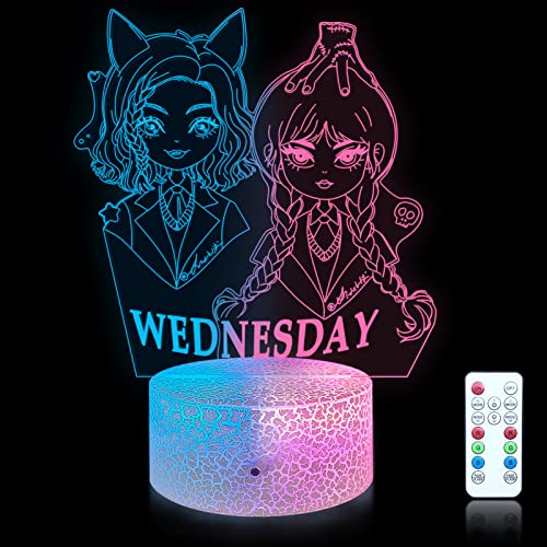 Shenjia Wednesday Addams Kind - 3D Spielzeug Nachtlampe Farbwechsel Acryl RGB LED Lampen für Kinderzimmer Dekoration, Spielzeug Geschenke für Fans von Shenjia
