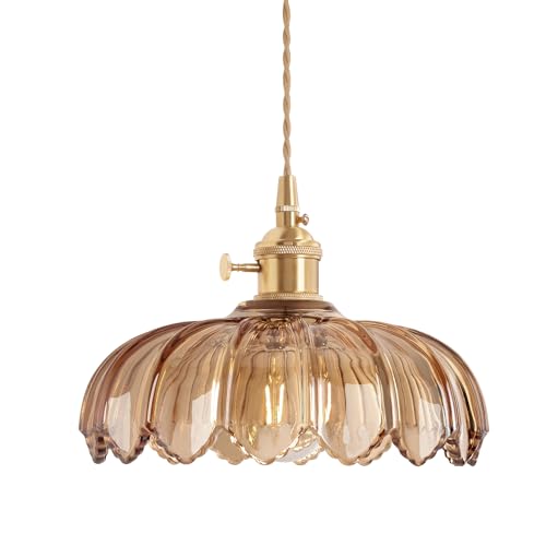 Shenmoyl Pendelleuchte Esstisch, Hängelampe Vintage Gold, Esstischlampe Hängend Höhenverstellbar Für Küche Esszimmer Schlafzimmer Wohnzimmer Braun Lotus von Shenmoyl