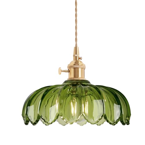 Shenmoyl Pendelleuchte Esstisch, Hängelampe Vintage Gold, Esstischlampe Hängend Höhenverstellbar Für Küche Esszimmer Schlafzimmer Wohnzimmer Grün Lotus von Shenmoyl