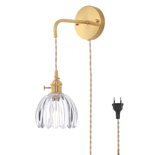 Shenmoyl Wandleuchte Innen mit Schalter und Stecker, Wandlampe Vintage Höhenverstellbar Für Badezimmer Schlafzimmer Indoor Doorway von Shenmoyl