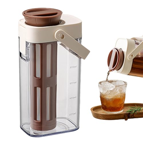 Cold Coffee Brewer,1 Liter Cold Brew Tea Maker Coffee Pot - Platzsparendes Glas mit Griff, große Kanne Küchenutensilien für Eistee, Fruchtgetränke, Getränke, Milch, Wasser von Shenrongtong