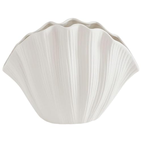 Muschelvase, Muschelförmige Vase,Keramik-Blumenvasen für Moderne Heimdekoration - Boho-Blumenvasen für Wohndekoration, Keramikvase für Tisch, Wohnzimmer-Dekor, Bücherregal-Dekor von Shenrongtong