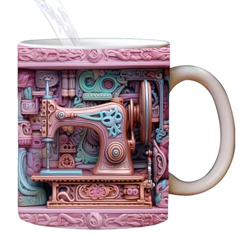 Nähen-Tasse, Näh-Kaffeetasse, 3D-Nähtasse, bemalte Tasse, Quilt-Geschenk, Teetasse mit 3D-Schnittmuster, 11 Unzen Ewing-Tassen, Näh-Tassen, Geschenke für Frauen von Shenrongtong