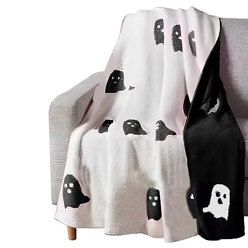 Shenrongtong 2023 Halloween Viral Pink Ghost Decke Flanell Halloween Pink Ghost Decken und Überwürfe Herbst Flanelldecke für Schlafzimmer Bett Wohnzimmer Sofa Couch von Shenrongtong