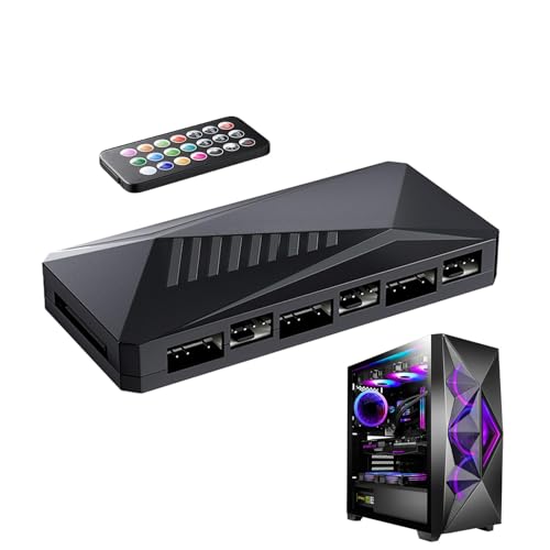 RGB Fan Hub - Fernbedienung Fan Hub - Fan Controller Hub, Magnetischer Lüfterhub mit Magnetfuß für effiziente Kühlung und verbesserte Leistung von Shenrongtong