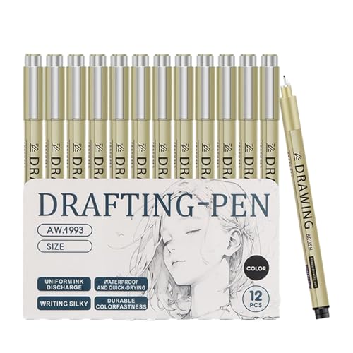 Shenrongtong Stifte | 12 Feinspitzen Zeichenstifte Set,Wasserschere Zeichenmaterialien Stift für Notizen Planer Manga Skizzieren Schule Agenda Schreiben Kalender Journal Umreißen | Schreiben Umreißen von Shenrongtong