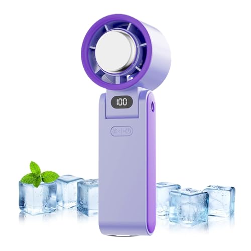 Shenrongtong Tragbarer Ventilator, Kompakter Mini Ventilator Tragbar, 3600mAh Akku Handlich 100-Stufig Regulierbar Leise 180° Klappbar Mit LED-Display Für Camping Outdoor Zuhause von Shenrongtong