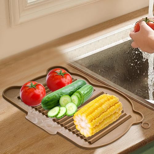 Silicone Geschirrtrocknermatte - Silicone Spülabtropfmatte Für Küchenarbeitsplatte - Hitzebeständige Abtropfunterlage Für Töpfe Pfannen Geschirr von Shenrongtong