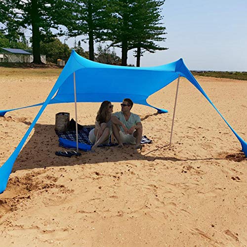 Strand Schatten Zelt Sun Shelter Familie Strand Sonnenschutz UV Schutz Tragbare Sonnenschutz Große Leichte Baldachin Strand Zelte mit Sandsack Anker 4 Free Pegs für Beach Fishing Camping Garden von Shenrongtong