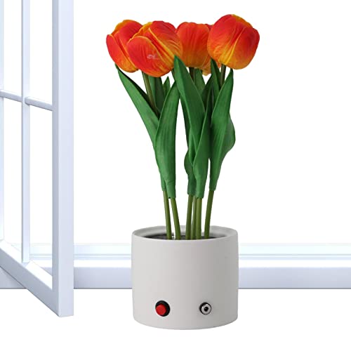 Tulpen-LED-Blumenlicht, stilvolle USB-Tulpenblumen-LED-Tischlampe, sechs Zweige LED-USB-Tulpen-Nachtlicht mit Vase, Tulpenblumen-Tischlicht, leuchtende Blumen für Schlafzimmer, Wohnzimmer, Zuhause von Shenrongtong