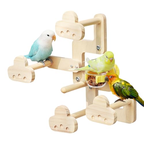 Vogelständer für den Innenbereich | Vogelspielständer aus Holz mit Futternapf – Haustierzubehör für Conure Watching Garten Huhn Hof Spielplatz Innen Terrasse Hof Baum Nest von Shenrongtong