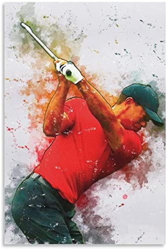 Shenywell Leinwand Bedrucken Golfer Tiger Woods Poster Dekoration Wohnzimmer Wandbild 60x80cm Kein Rahmen von Shenywell