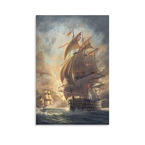 Shenywell Leinwand Bilder HMS Victory Sports Landscape Office Room Decor Geschenk 60X90cm Kein Rahmen von Shenywell