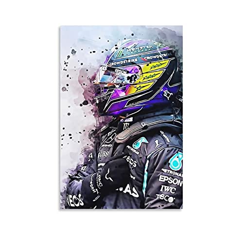 Shenywell Leinwand Bilder Lewis Hamilton Vintage-Poster auf Leinwand, Kunstdruck, Malposter und Drucke, Wandkunst für Dekoration 60x90cm Kein Rahmen von Shenywell