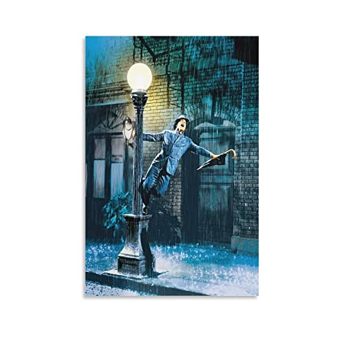 Shenywell Leinwand Bilder Retro-Filmposter Sing in The Rain mit einem Regenschirm Singin' in The Rain Art Living Room Bedroom Home Decoration 60x90cm Kein Rahmen von Shenywell