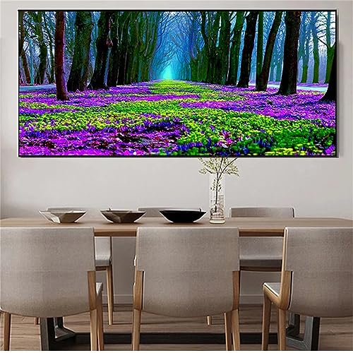 Diamond Painting Lila Blume Wald,5D Diamant Painting Bilder,DIY Diamond Painting Bastelset Erwachsene,Full Diamant Kinder Stickerei Set Kreuzstich Bilder für Home Büro Wand Decor 60x120cm Sg-4808 von Shenzzg