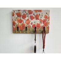 Wandhalterung Schlüsselhalter/Kleiderbügel Rack Organizer - Orange Poppies Für Haus Wohnung Wohnheim Zimmer, Schlüssel Halter Wand von ShepherdStudiosUS