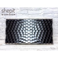 3D Wandkunst - Holz Gerahmte Große Kunst Weiß Schwarz Abstrakte Moderne Sound Diffuser Panel von ShepitWorkshop