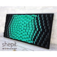 Türkis Holz Wandkunst - Großes Abstraktes Kunstwerk Boho Art Deco Große Modern 3D Klangdiffusor Akustik Panel Türkis Holz Wandkunst - Großes Abstraktes Kunstwerk Boho Art Deco Große Modern 3D Klangdiffusor Akustik Panel von ShepitWorkshop