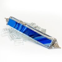 Blau & Weiß Buntglas Dreieckige Mezuzah Hülle V2 - Handgemachte Aus Israel Blau & Weiß Buntglas Dreieckige Mezuzah Hülle V2 - Handgemachte Aus Israel von ShepselArtJudaica